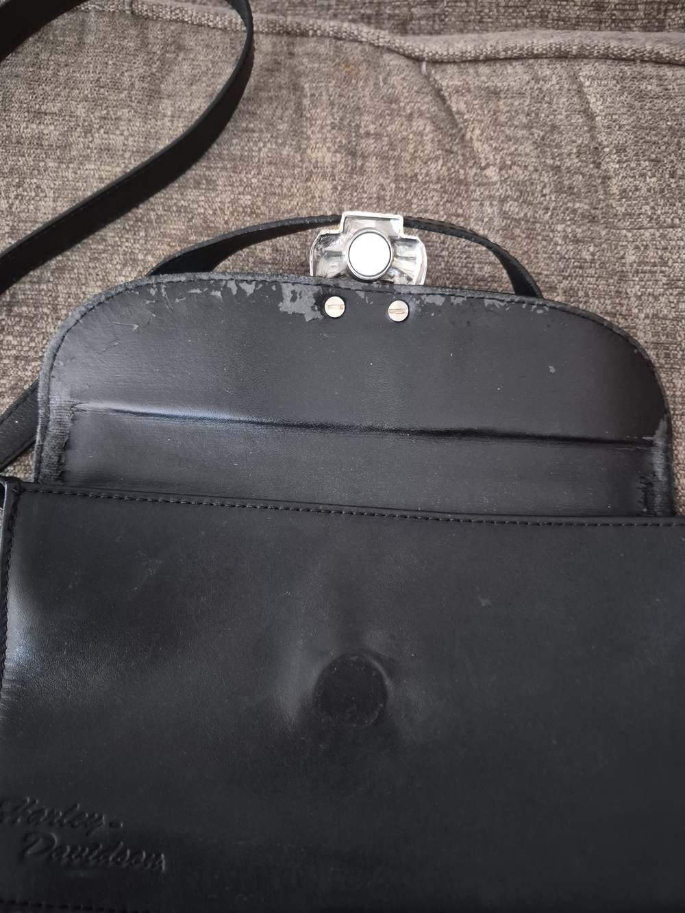 Black Women’s Crossbody Bag with Crystal Skull Accent - Picture 3 of 5